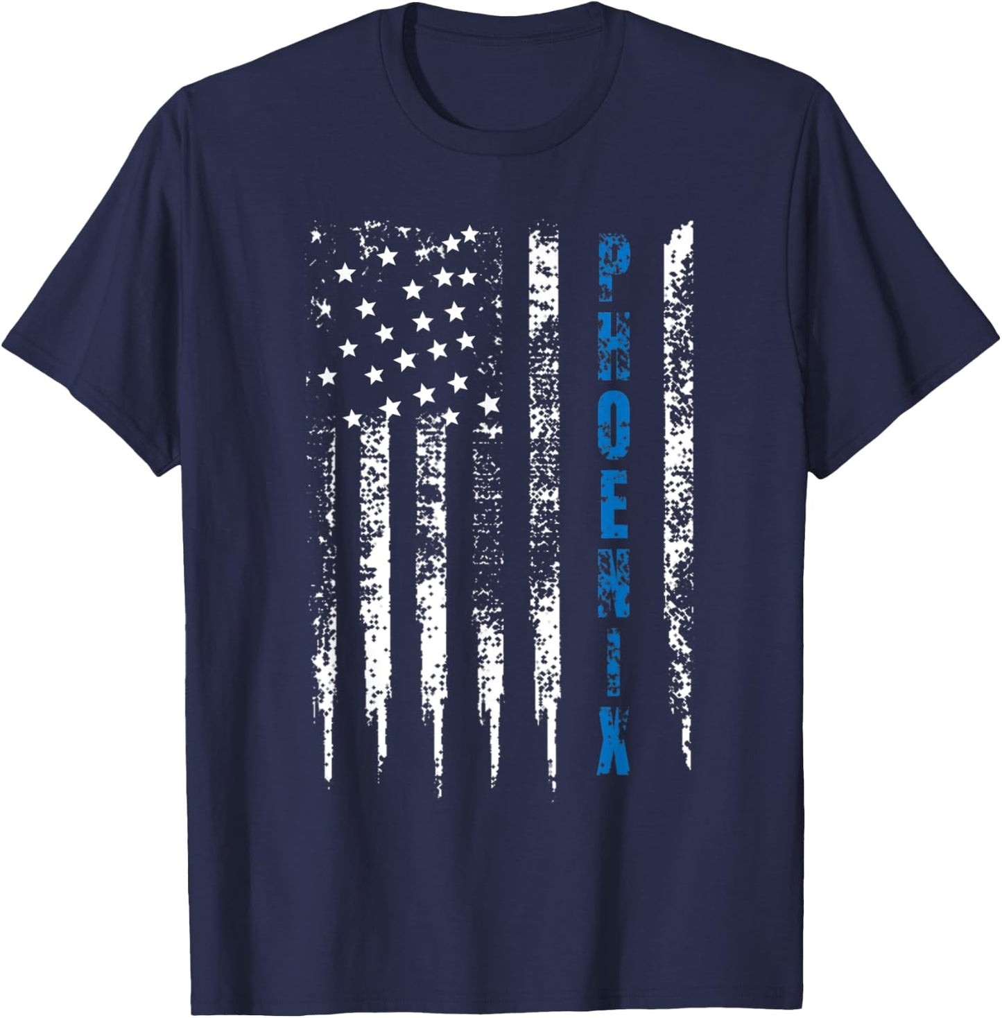 Blue Line Phoenix Design Distressed National Police Week T-Shirt - T-Shirt | Navy