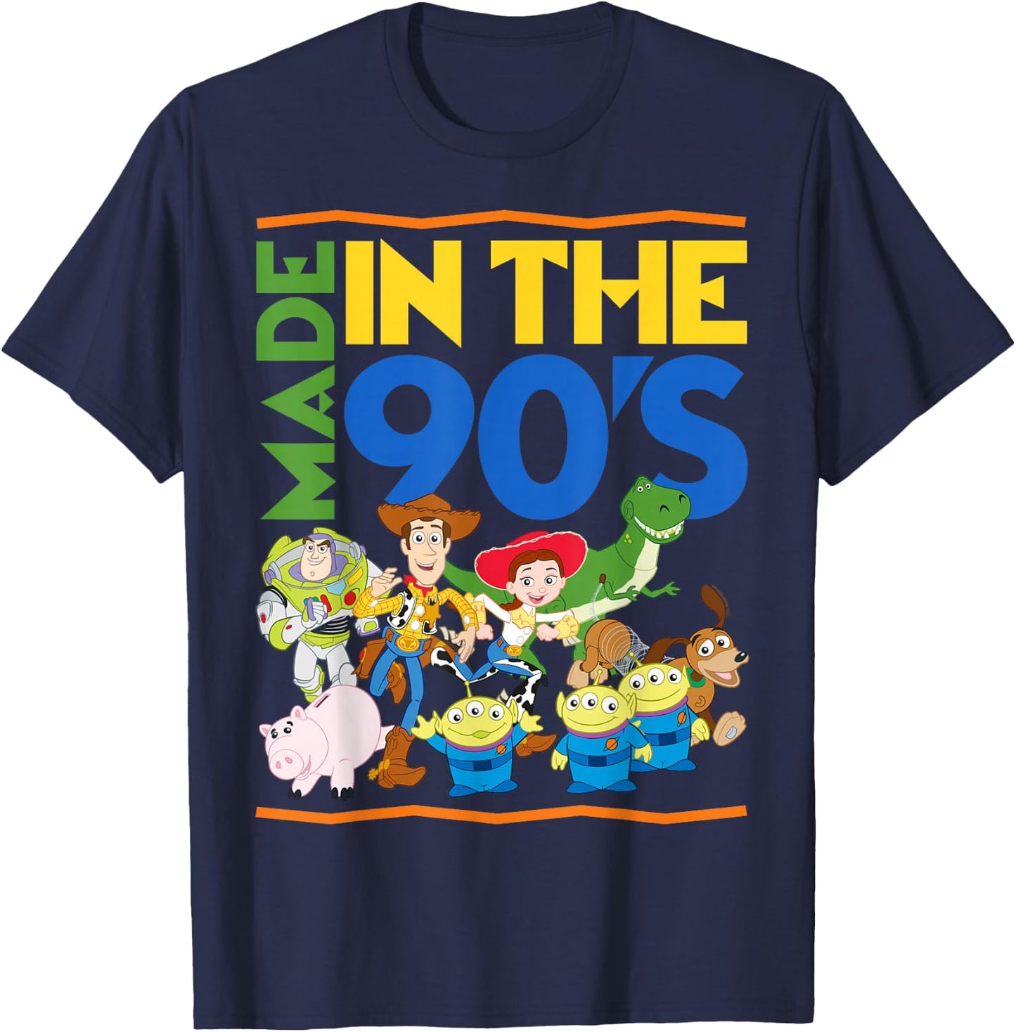 Disney Pixar Toy Story Made in the 90's Retro Group Shot T-Shirt - T-Shirt | Navy