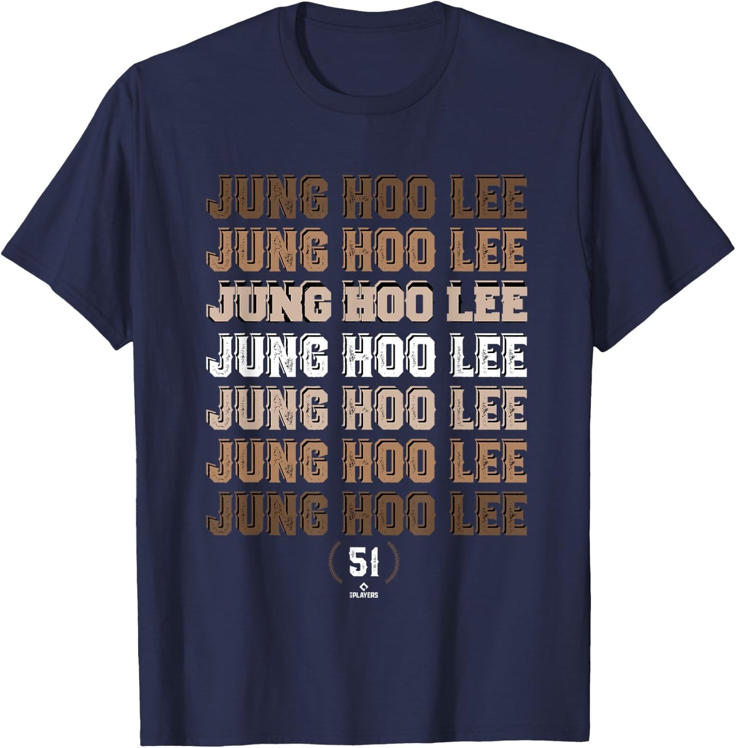 Retro Repeating Text Jung Hoo Lee San Francisco Baseball T-Shirt - T-Shirt | Navy