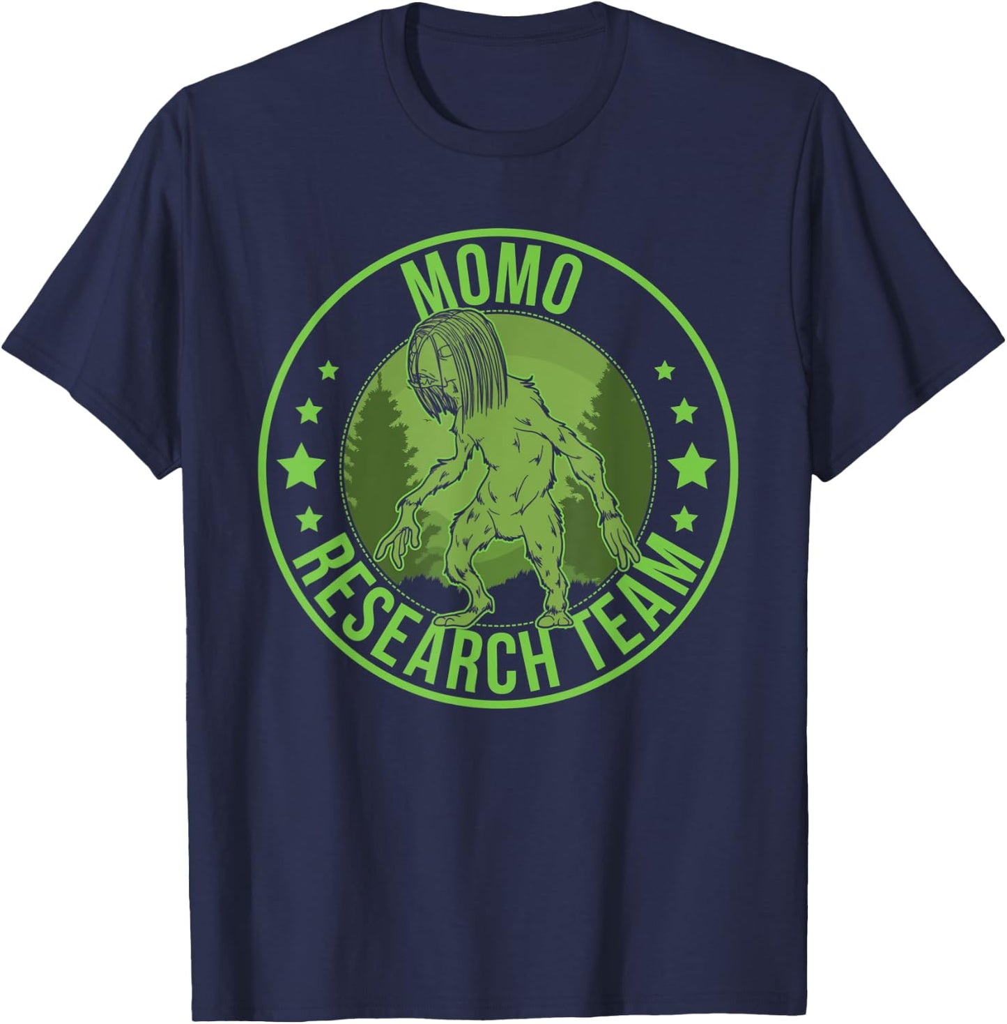 Momo The Monster Hide & Seek Research Team Champion Cryptid T-Shirt - T-Shirt | Navy