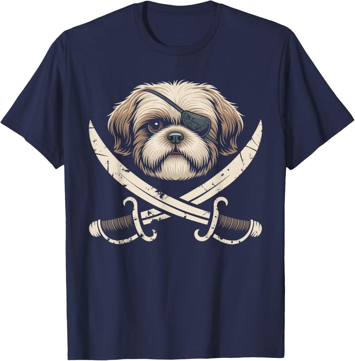 Shih Tzu Dog Shihtzu Pirate Shih Tzu Decor Shitzhu Shih Tzu T-Shirt - T-Shirt | Navy