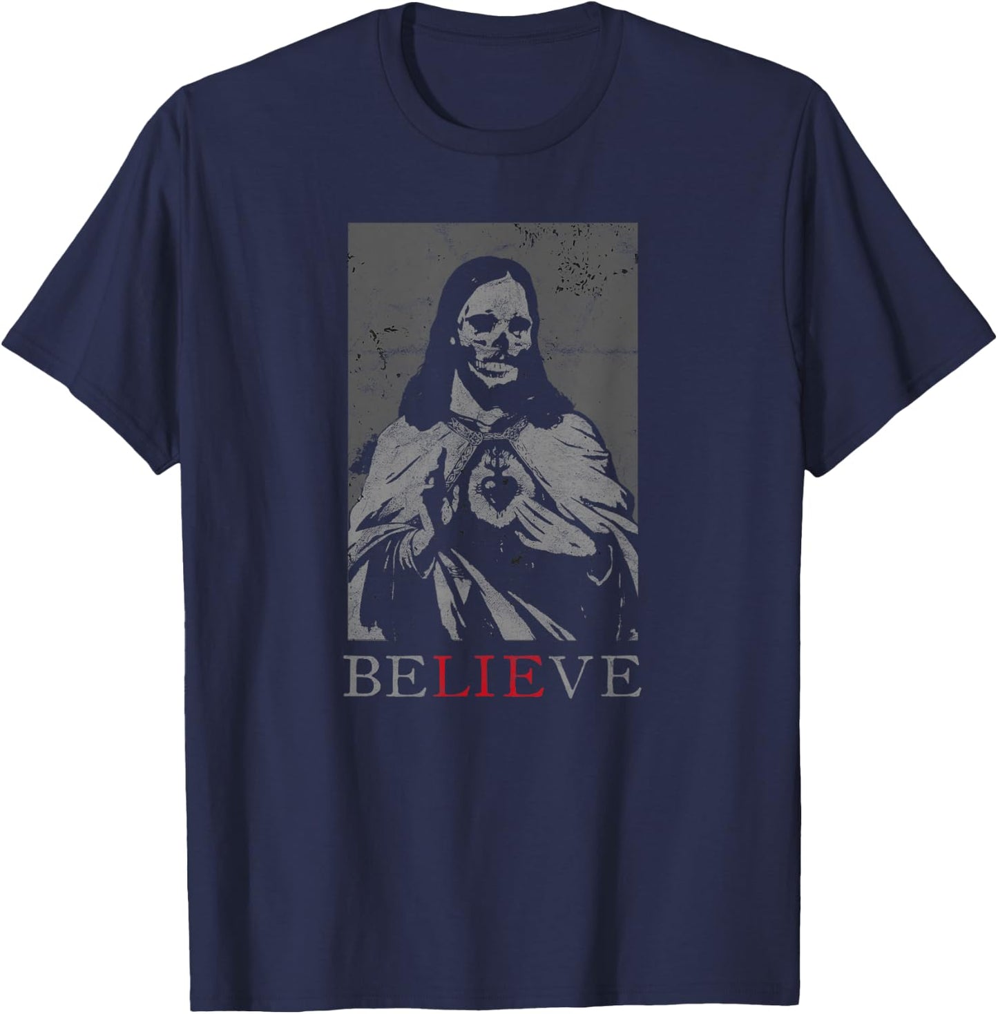 Occult Satan Jesus Lie Antichrist Atheist Hell Devil Gothic T-Shirt - T-Shirt | Navy