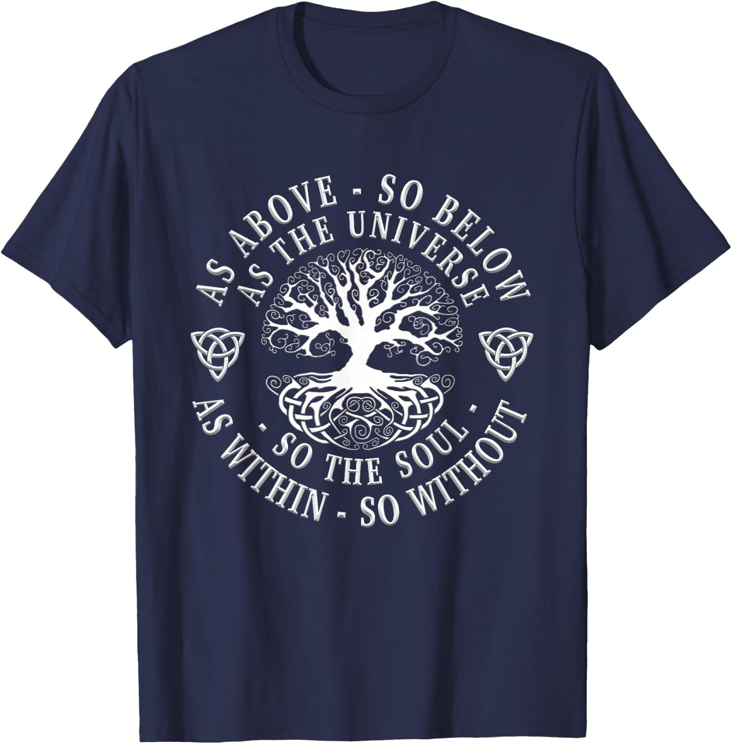 Tree of life Celtic shirt men women As above so below T-Shirt - T-Shirt | Navy