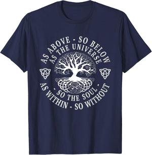 Tree of life Celtic shirt men women As above so below T-Shirt - T-Shirt | Navy