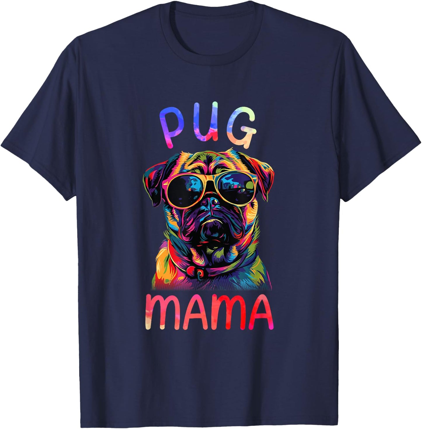 Pug Mom Mama Pop Art Pug Lovers T-Shirt - T-Shirt | Navy