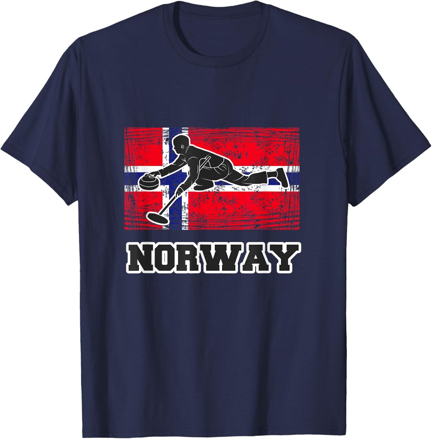 Norway Flag Curling T Shirt T-Shirt - T-Shirt | Navy