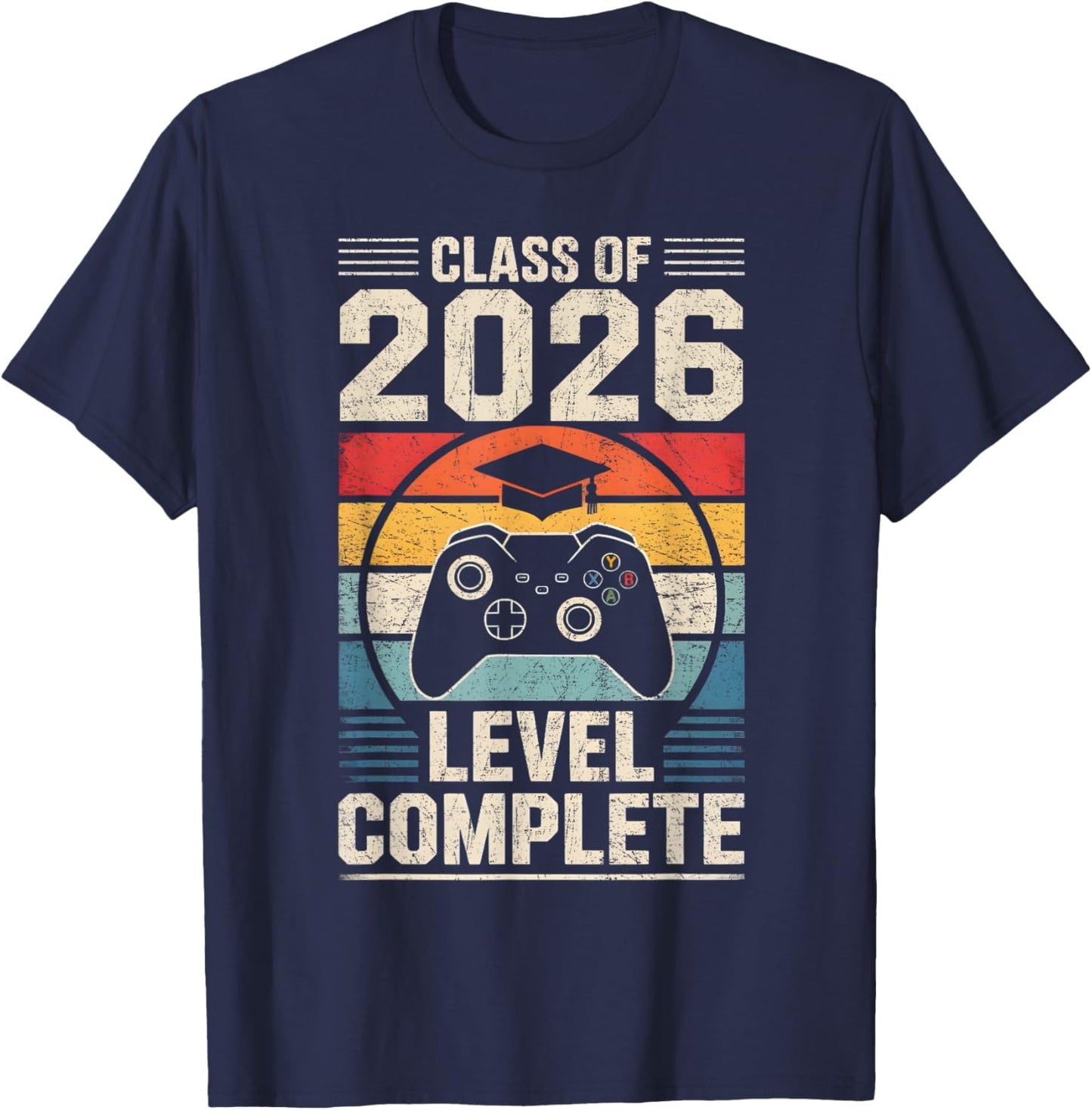 Class of 2026 Level Complete Video Gamer Senior Graduation T-Shirt - T-Shirt | Navy