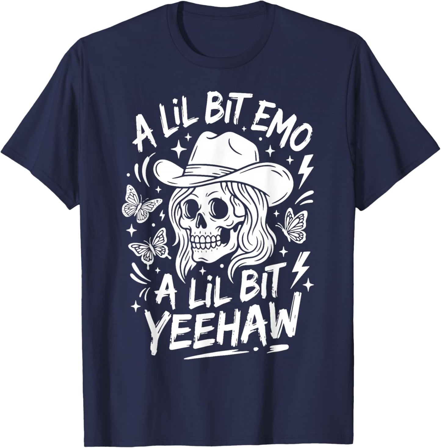 A Lil Bit Emo A Lil Bit Yeehaw T-Shirt - T-Shirt | Navy