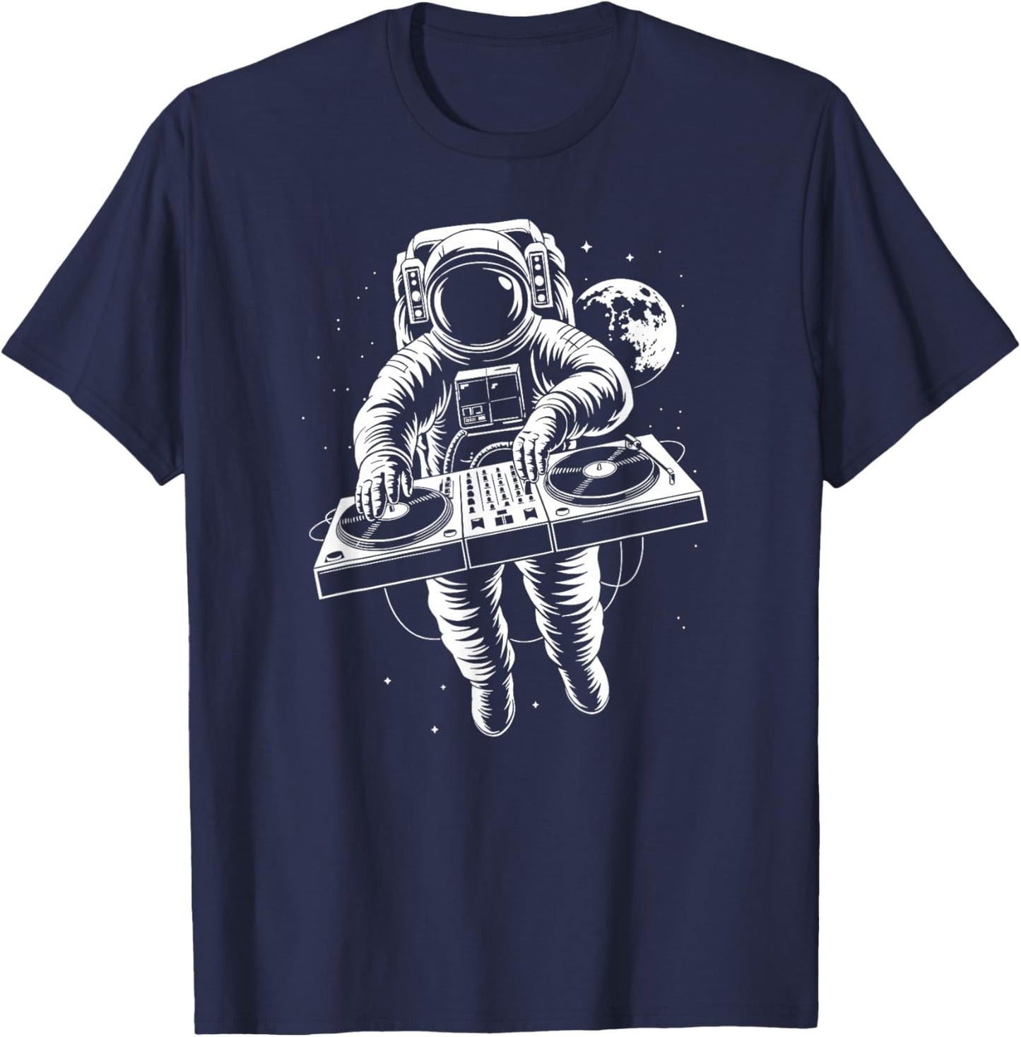 Astronaut DJ, Infinity and Beyond, Music, White Design, Fun T-Shirt - T-Shirt | Navy