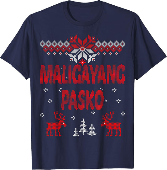 Maligayang Pasko Filipino & Tagalog Merry Christmas T-Shirt - T-Shirt | Navy