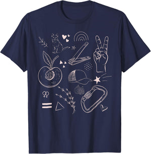 Subtle Lesbian Symbols LGBT Pride Month Vintage Men Women T-Shirt - T-Shirt | Navy