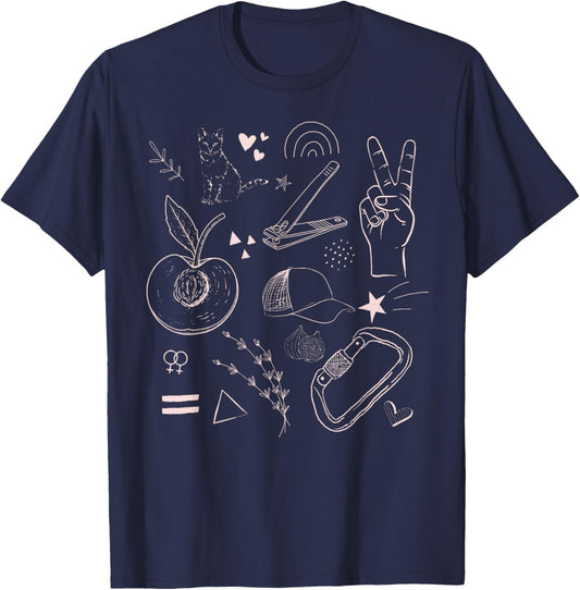 Subtle Lesbian Symbols LGBT Pride Month Vintage Men Women T-Shirt - T-Shirt | Navy