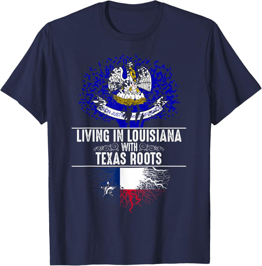 Louisiana Home Texas Roots State Tree Flag Love Gift T-Shirt - T-Shirt | Navy