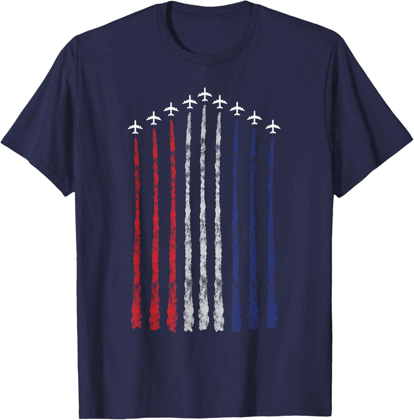 American Flag USA Fighter Jet Con Trail Small T-Shirt - T-Shirt | Navy