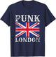 Punk London Retro Rock Rocker Vintage UK Flag T-Shirt - T-Shirt | Navy