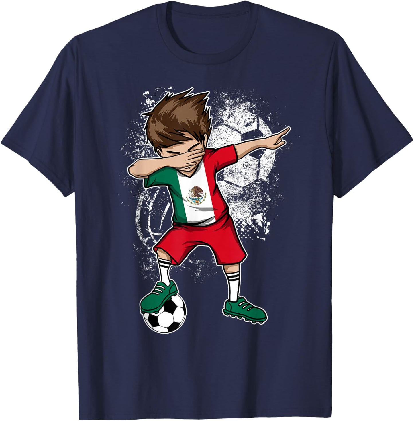 Dabbing Boy Mexico Soccer Shirt Jersey Mexican Football T-Shirt - T-Shirt | Navy