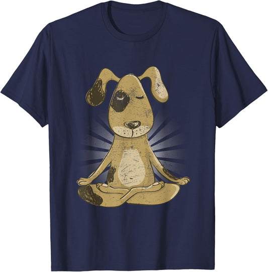 Yoga Meditation Dog Zen Men Women Kids T-Shirt - T-Shirt | Navy