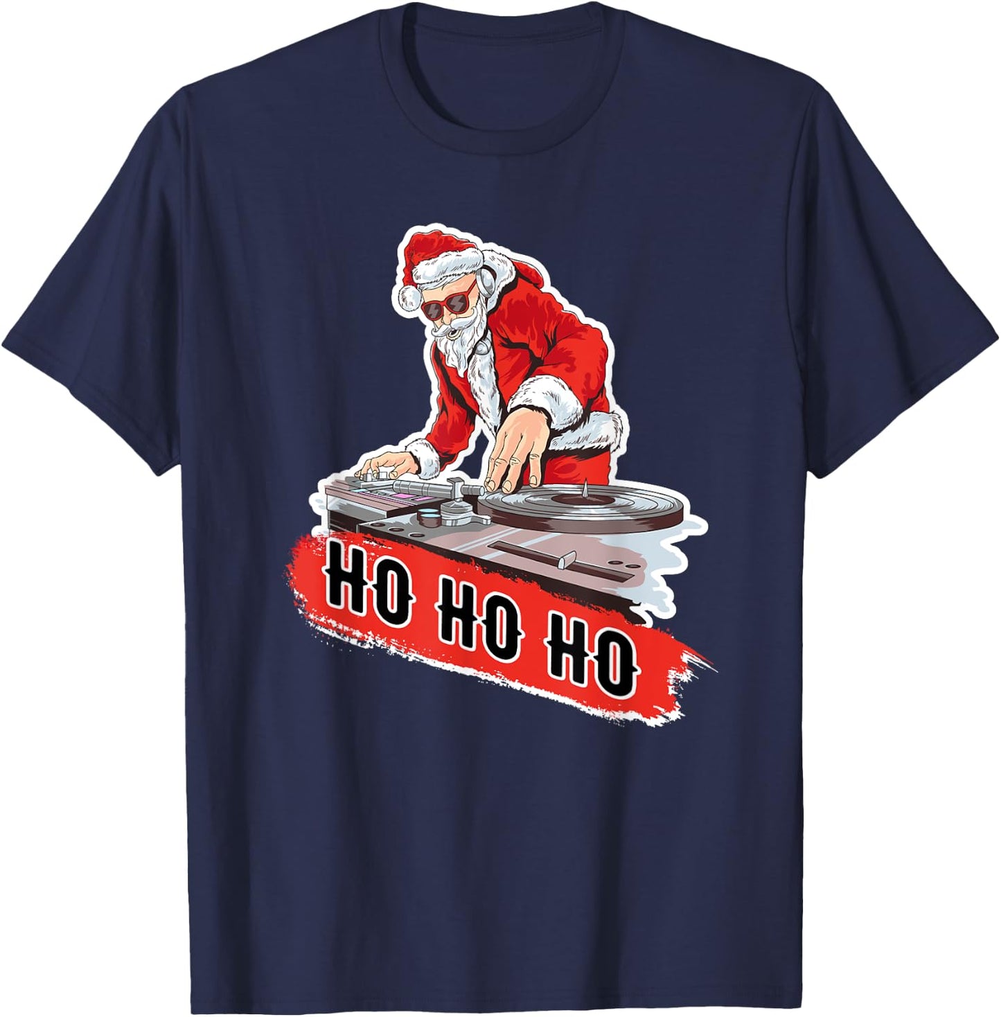DJ Santa Christmas T Shirt Funny Disc Jockey X Mas Party T-Shirt - T-Shirt | Navy