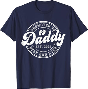 Promoted to Daddy Est 2025 Vintage Papa T-Shirt - T-Shirt | Navy