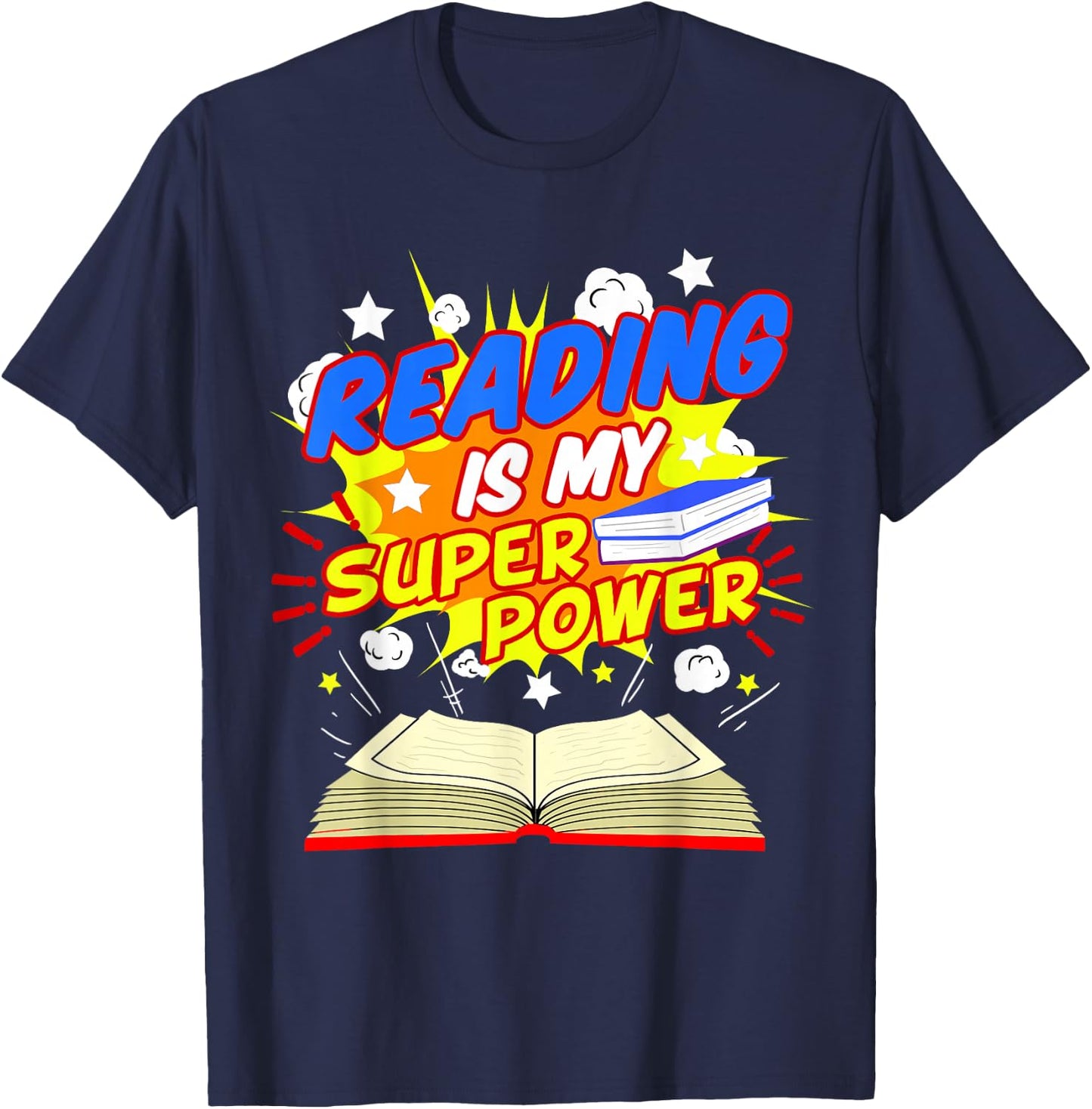 Reading Is My Superpower Comic Book T-Shirt - T-Shirt | Navy