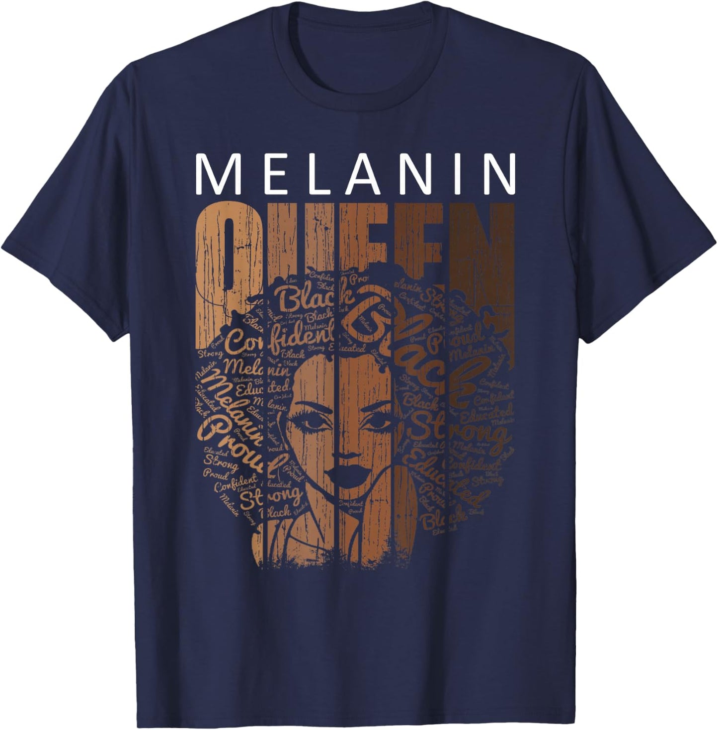 Juneteenth Shirts Women Melanin Queen African American Afro T-Shirt - T-Shirt | Navy