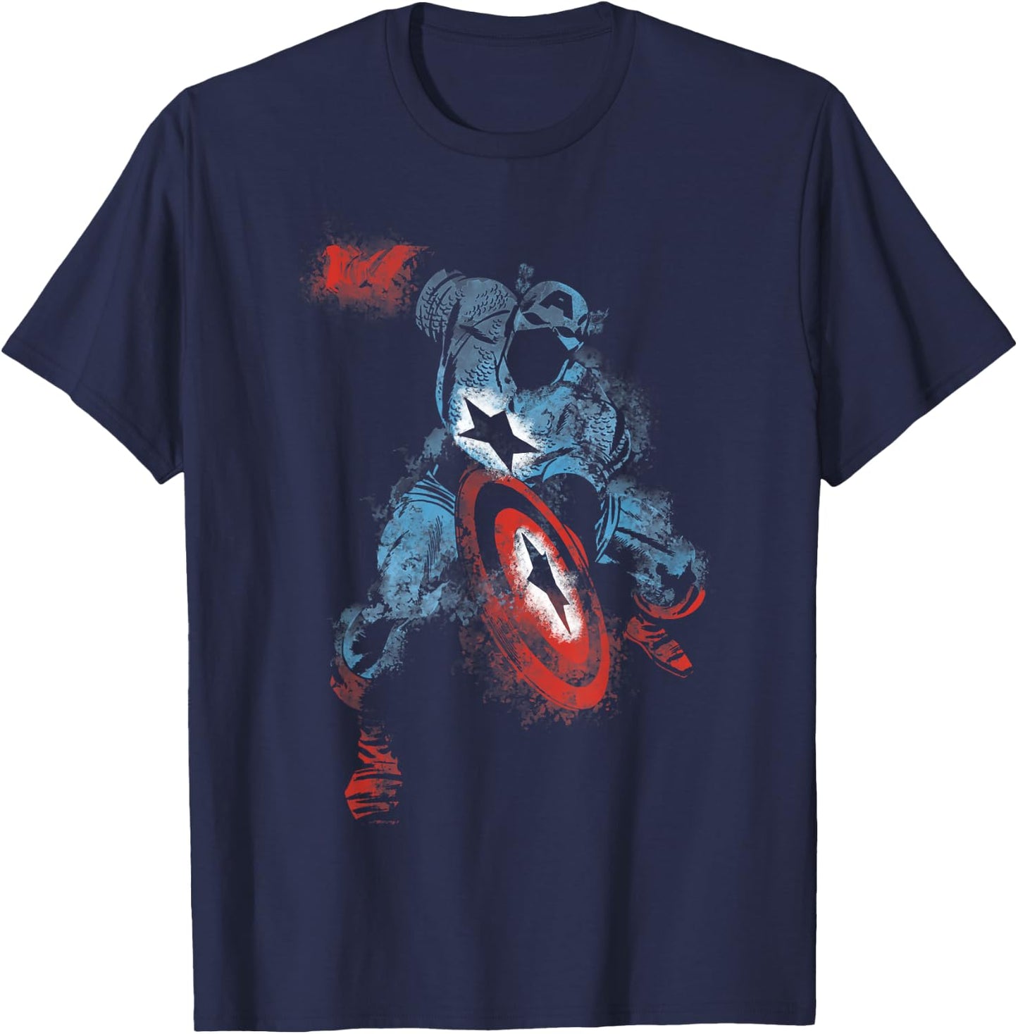 Marvel Captain America Watercolor Paint Graphic T-Shirt - T-Shirt | Navy