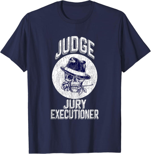JUDGE JURY EXECUTIONER T SHIRT Motorcycles Skull & Bones T-Shirt - T-Shirt | Navy