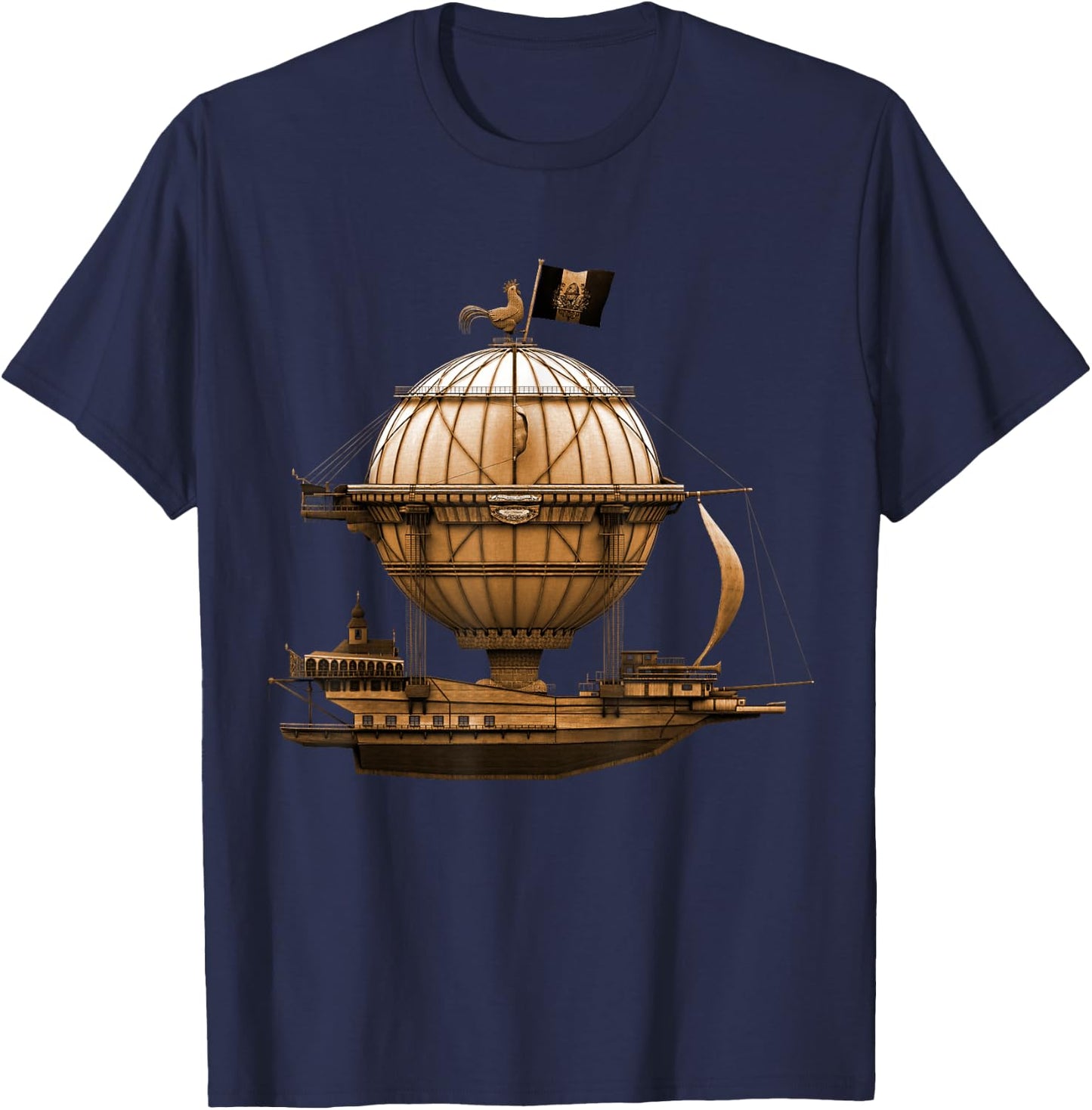 Steampunk Vintage Hot Air Balloon Airship Retro Steampunk T-Shirt - T-Shirt | Navy