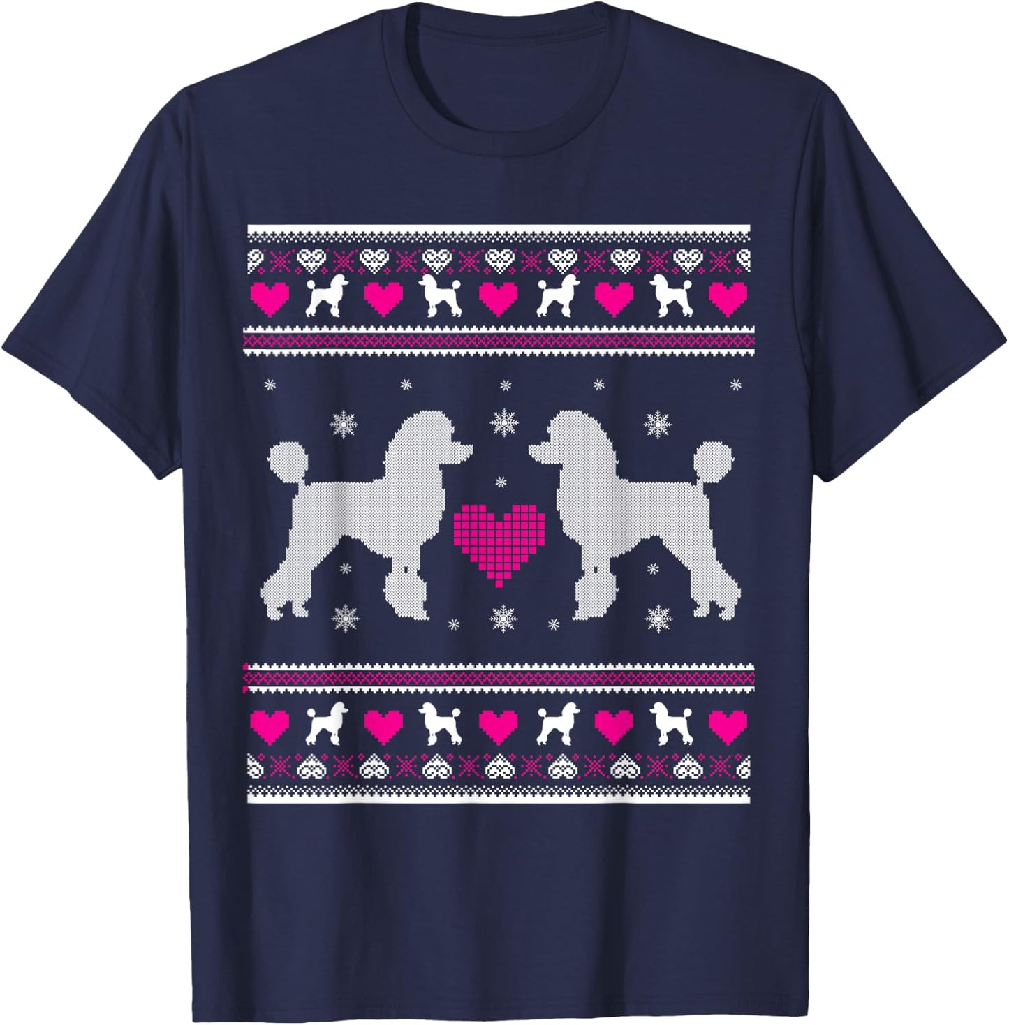 Poodle Ugly Christmas Shirt Gift T Shirt T-Shirt - T-Shirt | Navy