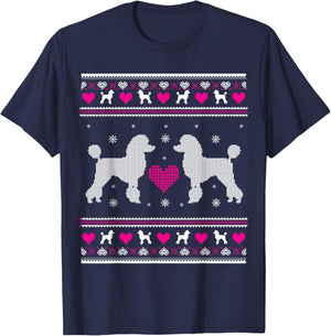 Poodle Ugly Christmas Shirt Gift T Shirt T-Shirt - T-Shirt | Navy