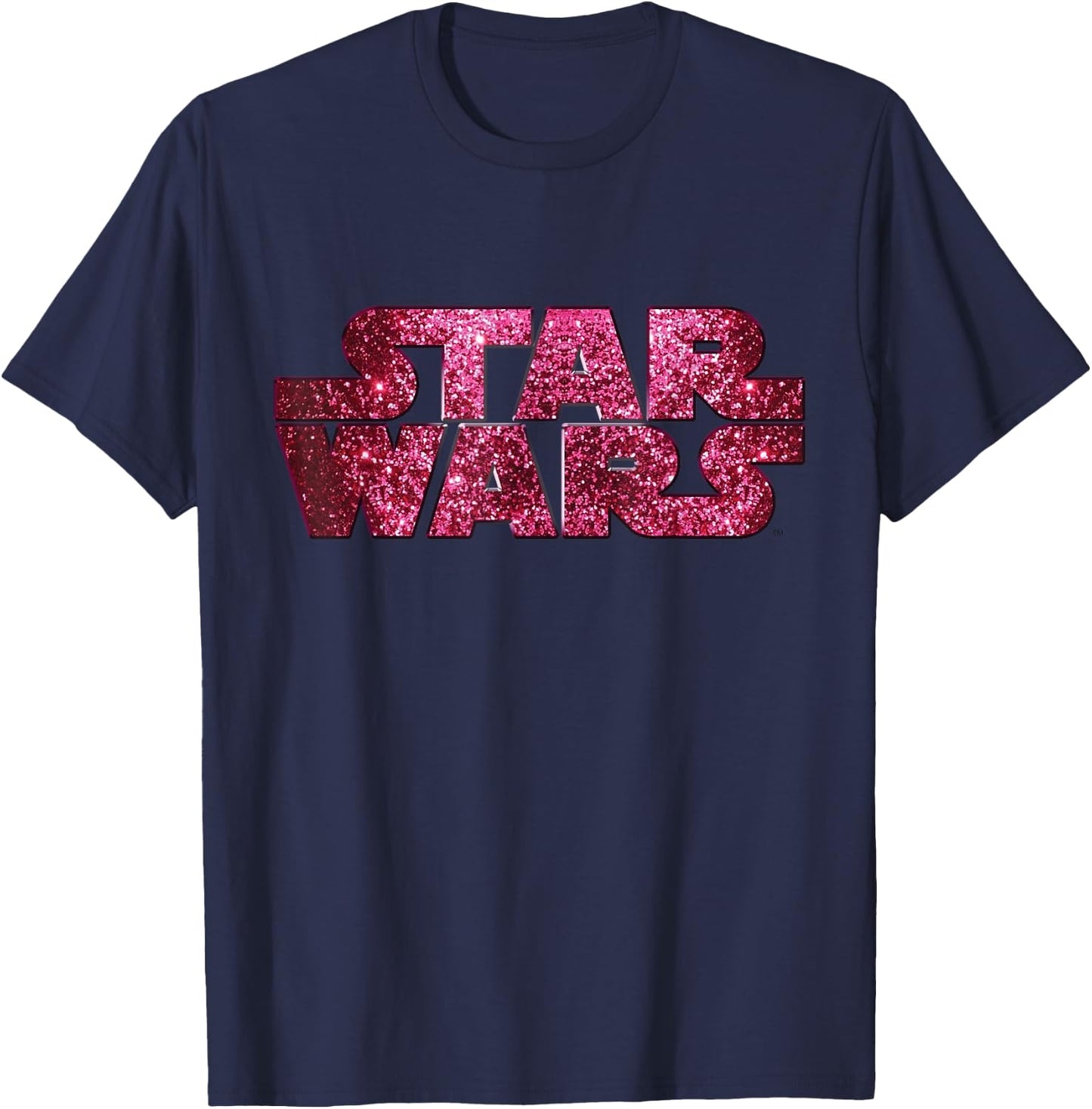 Star Wars Pink Logo Faux-Glitter Print T-Shirt - T-Shirt | Navy