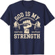 Gym God Is My Strength Workout Fitness Women Men T-Shirt - T-Shirt | Navy