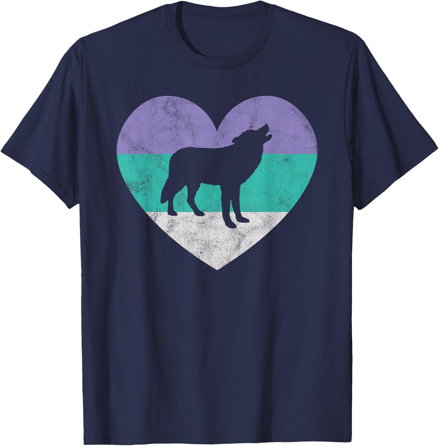 Wolf Gift Shirt & Girls | Retro Cute Wolf T-Shirt - T-Shirt | Navy