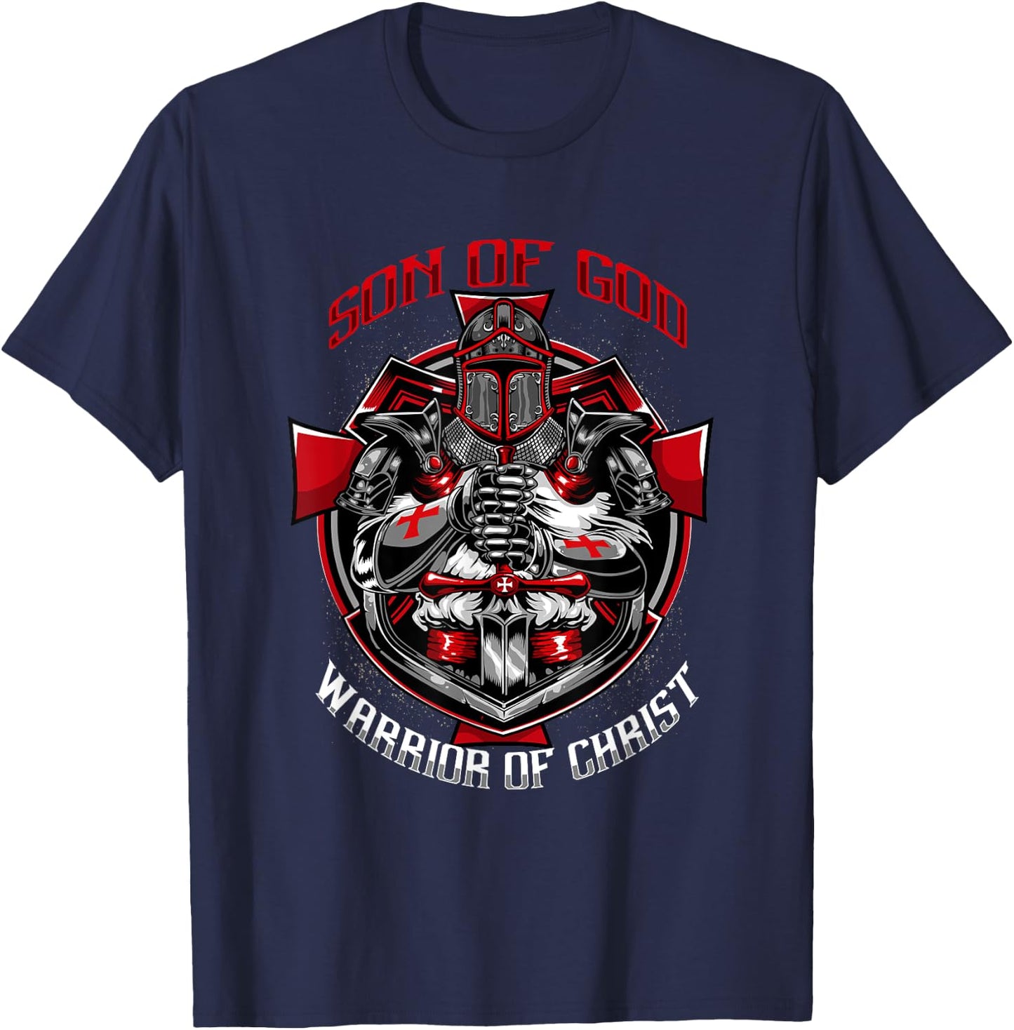 Knights Templar Son Of God Warrior Of Christ T-Shirt - T-Shirt | Navy