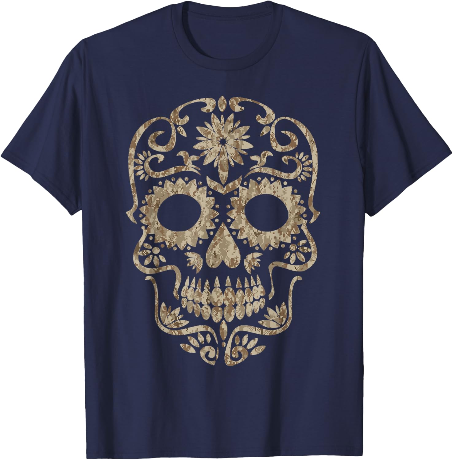 Cool Desert Camo Dia de Los Muertos Sugar Skull Camouflage T-Shirt - T-Shirt | Navy