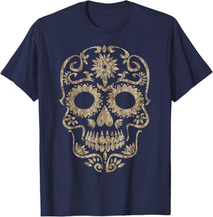 Cool Desert Camo Dia de Los Muertos Sugar Skull Camouflage T-Shirt - T-Shirt | Navy