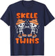 Twin Boys Twinning Halloween Best Friend Matching Skeleton T-Shirt - T-Shirt | Navy
