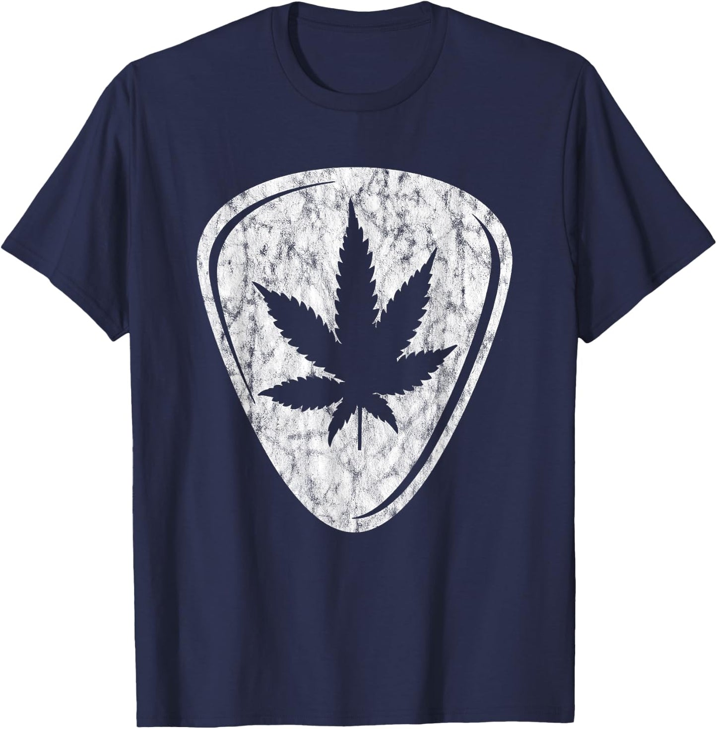 Weed Pot Leaf Guitar Plectrum Pick print Vintage product T-Shirt - T-Shirt | Navy