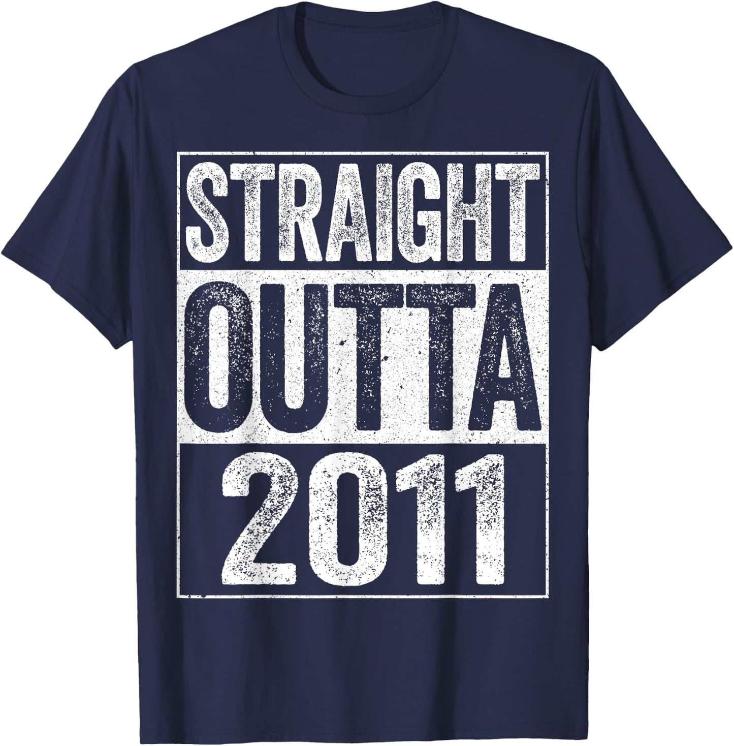 Straight Outta 2011 Shirt Kids Boy Girl 14th Birthday T-Shirt - T-Shirt | Navy
