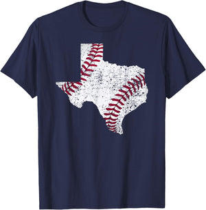 Texas Baseball State Distressed Graphic T-Shirt - T-Shirt | Navy