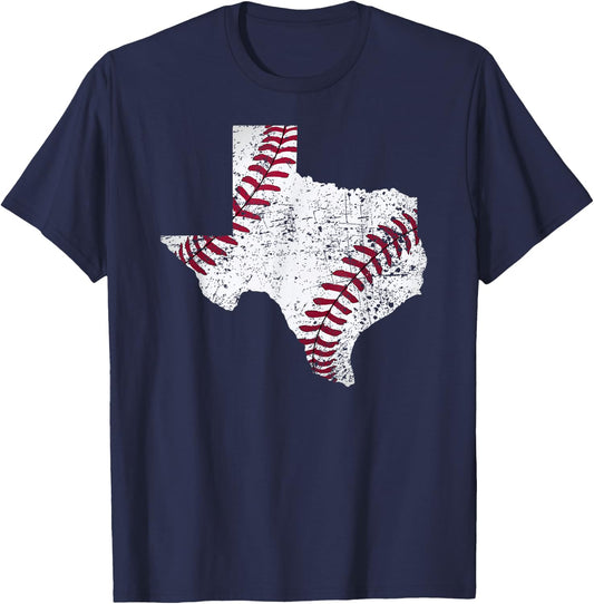 Texas Baseball State Distressed Graphic T-Shirt - T-Shirt | Navy