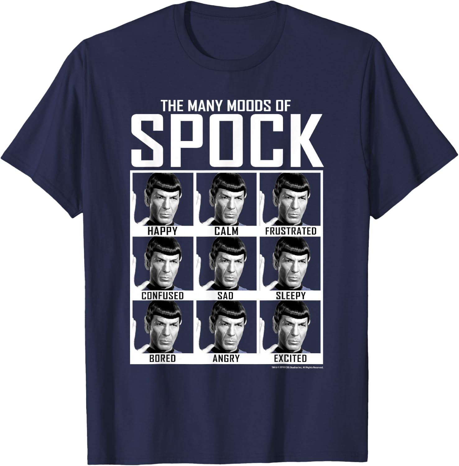 Star Trek: The Original Series Moods of Spock Textbook T-Shirt - T-Shirt | Navy