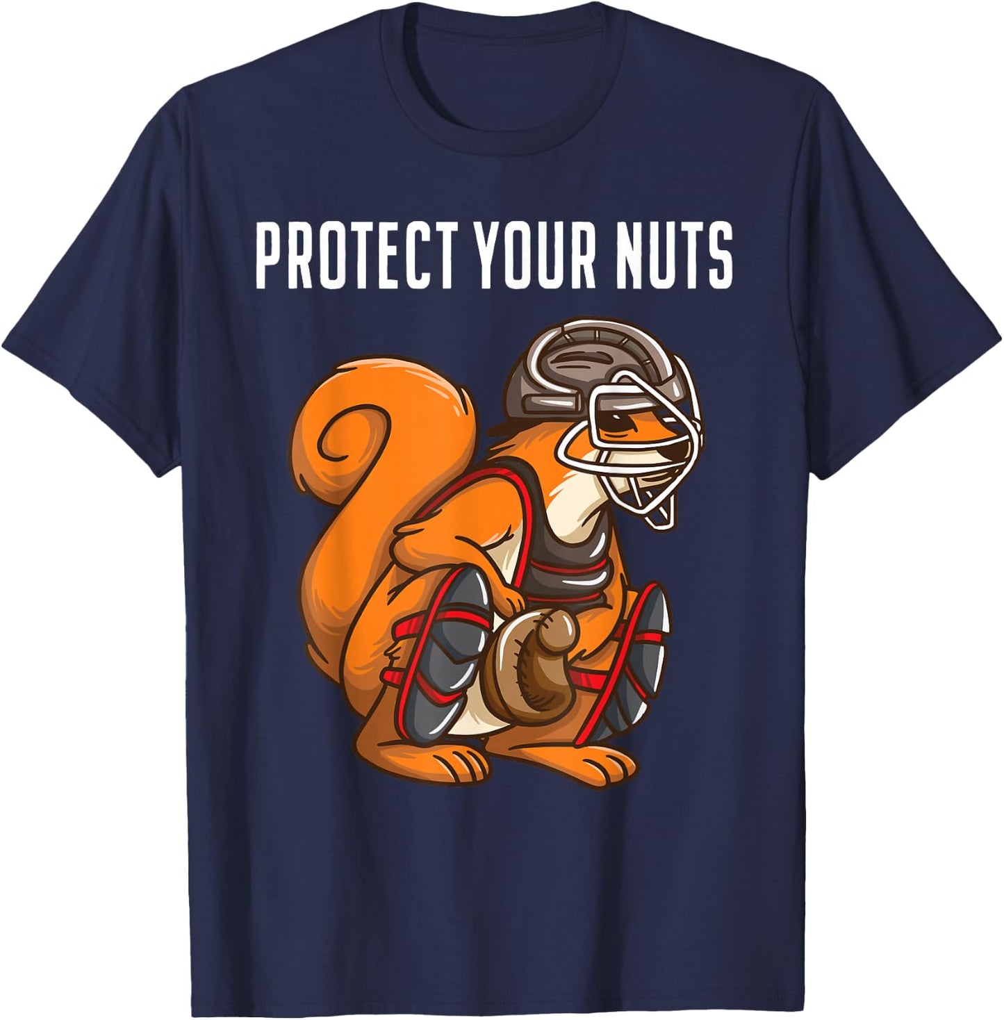 Funny Squirrel Lover Baseball Catcher Gift Boys Girls Animal T-Shirt - T-Shirt | Navy