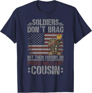 Proud Military Cousin Of A Soldier Cousin T-Shirt - T-Shirt | Navy