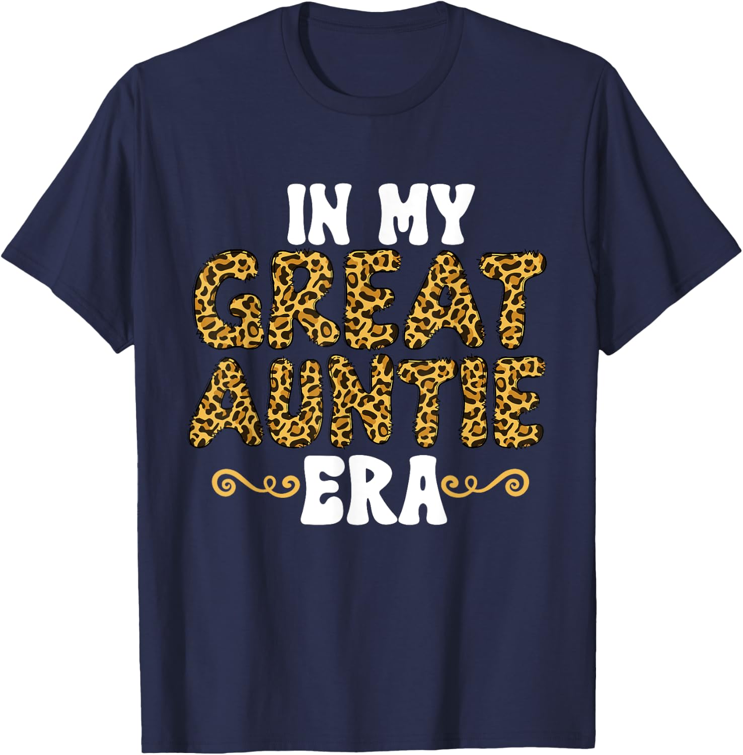 Groovy Leopard Pattern Great Aunt In My Great Auntie Era T-Shirt - T-Shirt | Navy