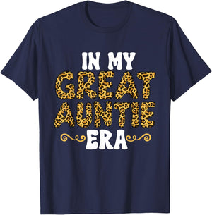 Groovy Leopard Pattern Great Aunt In My Great Auntie Era T-Shirt - T-Shirt | Navy