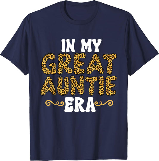 Groovy Leopard Pattern Great Aunt In My Great Auntie Era T-Shirt - T-Shirt | Navy