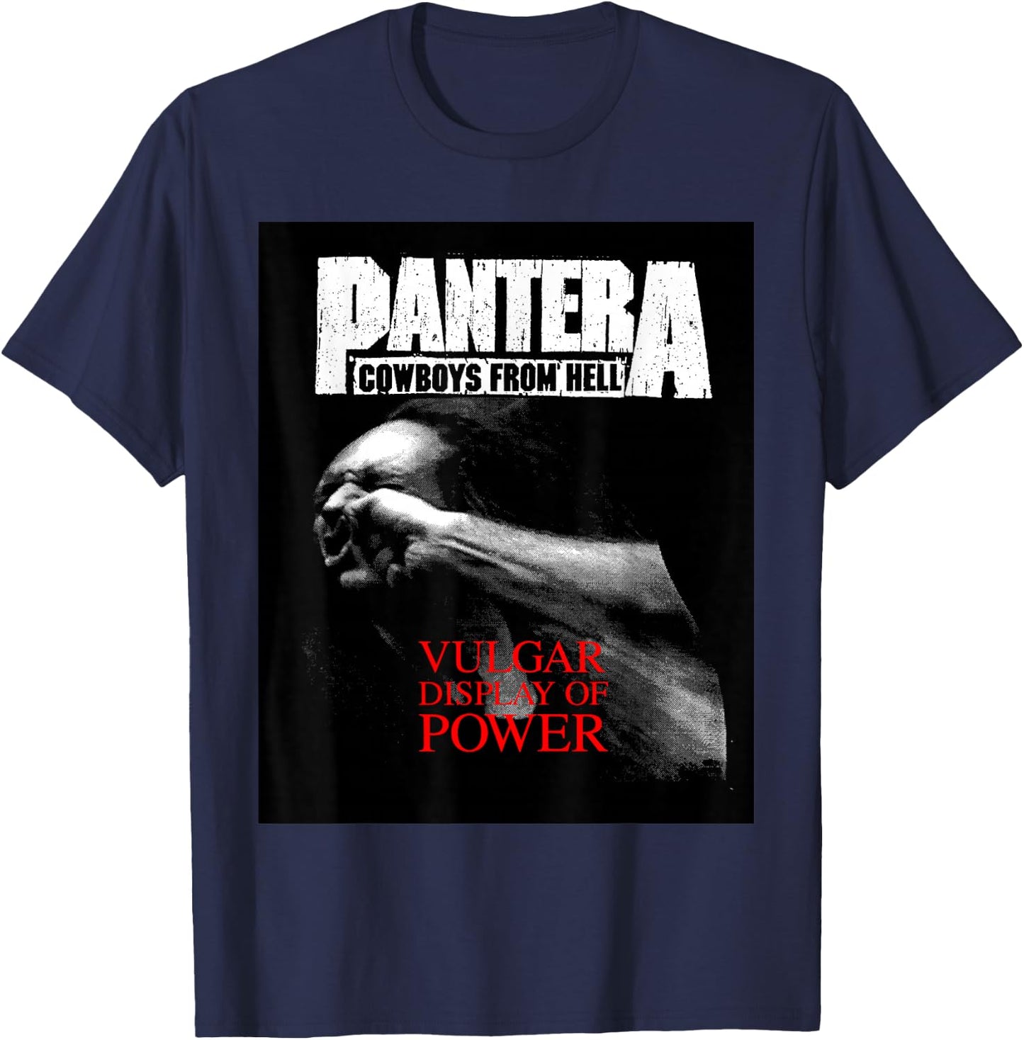 Pantera Official Vulgar Display Of Power - Black - Adult - Small - Short Sleeve - - Classic Fit - Music Theme - Cotton T-Shirt - T-Shirt | Navy