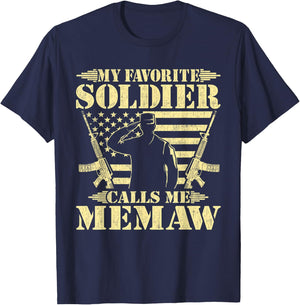 My Favorite Soldier Calls Me Memaw - Proud Military Grandma T-Shirt - T-Shirt | Navy