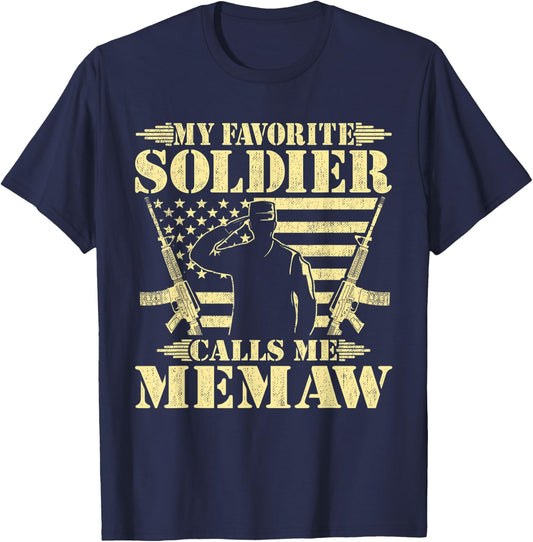 My Favorite Soldier Calls Me Memaw - Proud Military Grandma T-Shirt - T-Shirt | Navy